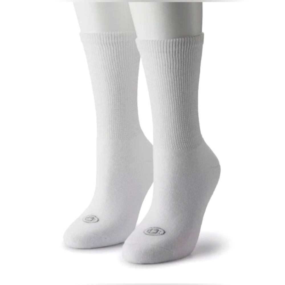 Women's Dr. Choice Full Cushion 2-Pack Diabetic Crew Socks - White